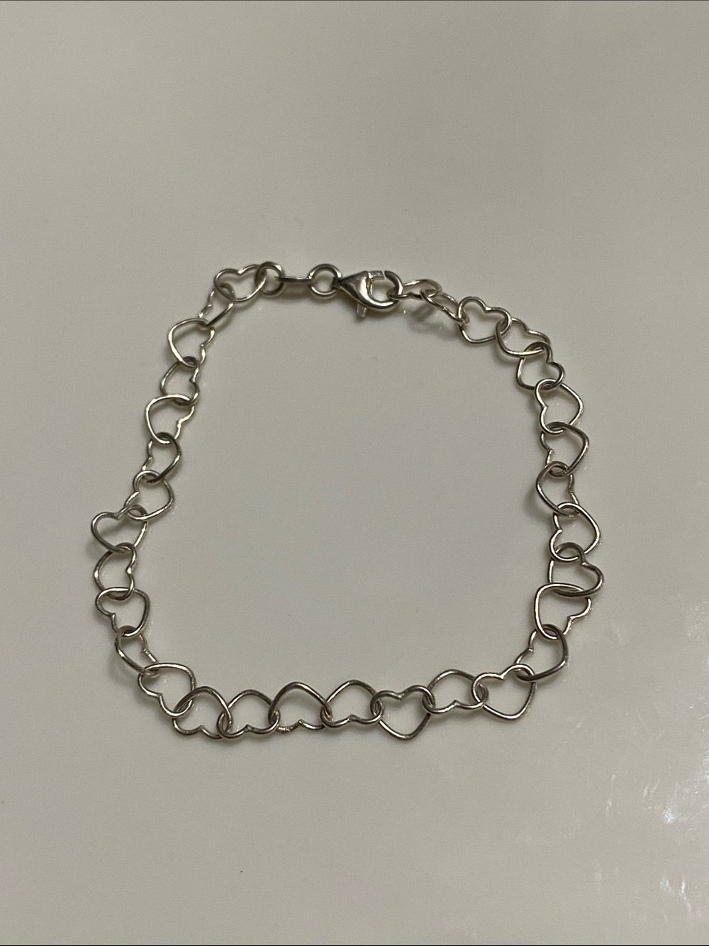 925 Italy Silver Heart Link Bracelet